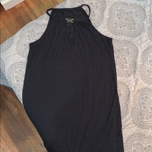 Black semi sheer inset strap swimsuit coverup